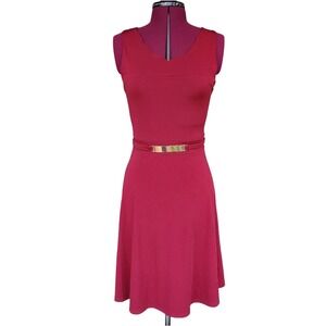 Fashion Wild Cat Red Fit & Flare Casual Skater Dress Scalloped Neck sz M